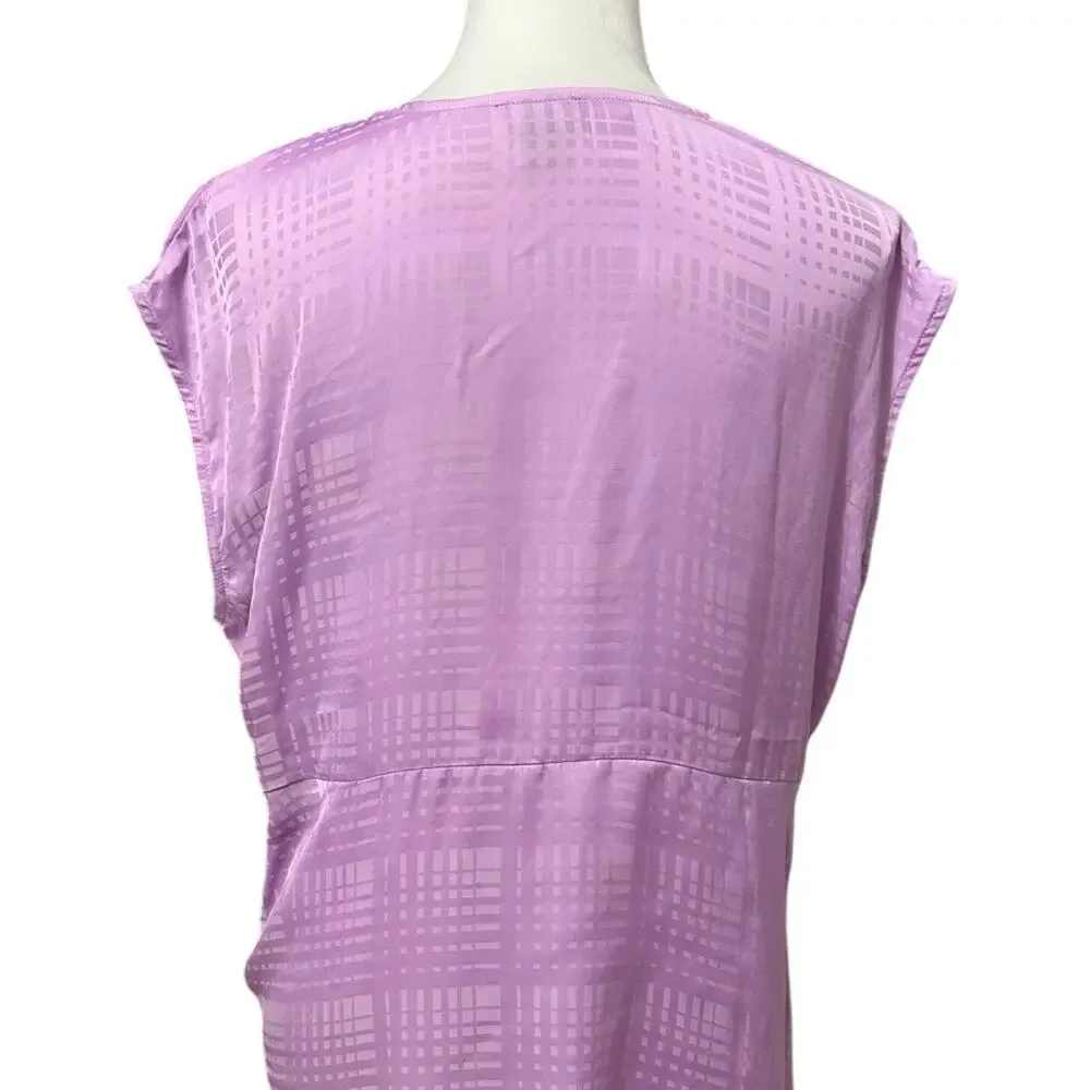 Halogen Twist Front Blouse Sleeveless Plunging V Neckline Purple Women's 1X NWOT